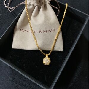 David Yurman Gold Necklace with Sparkling Pendant